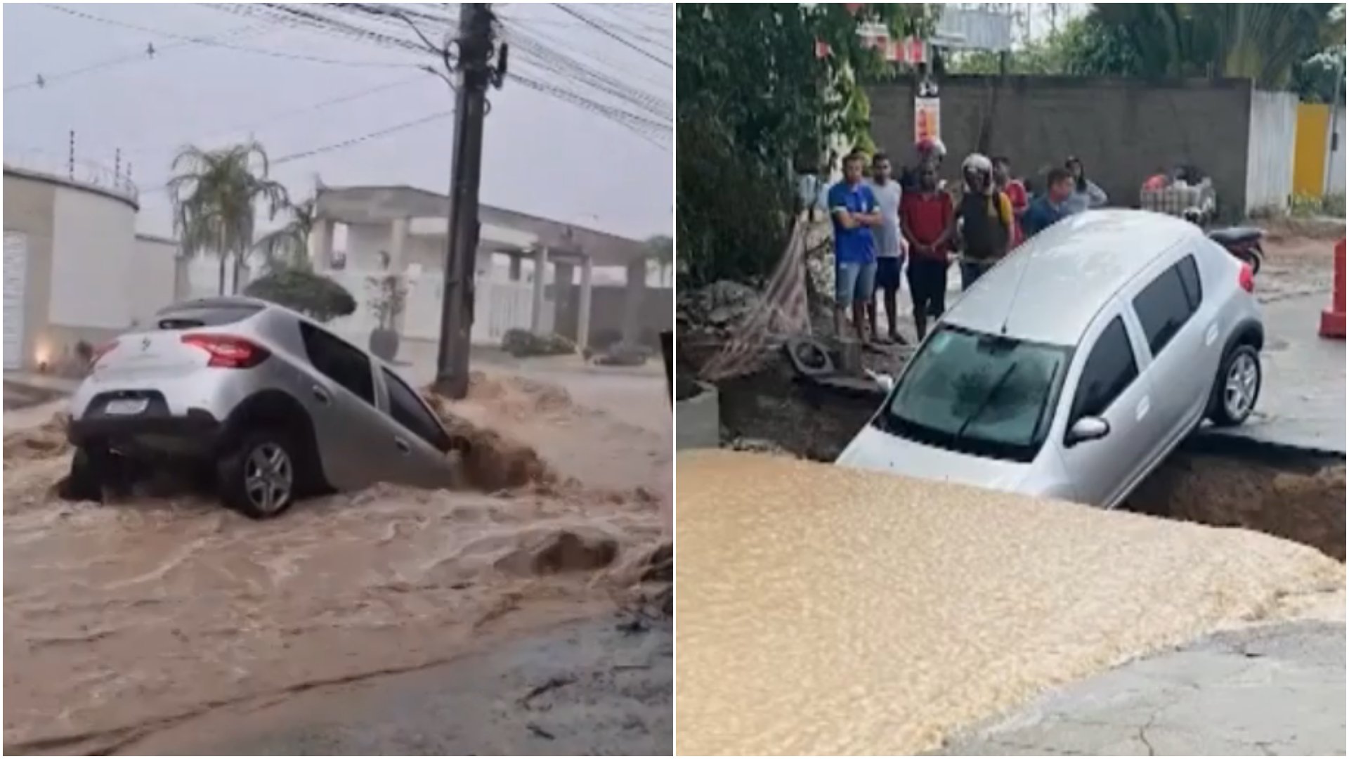 Jornal Correio V Deo Carro Cai Em Cratera Durante Chuva Em Feira De