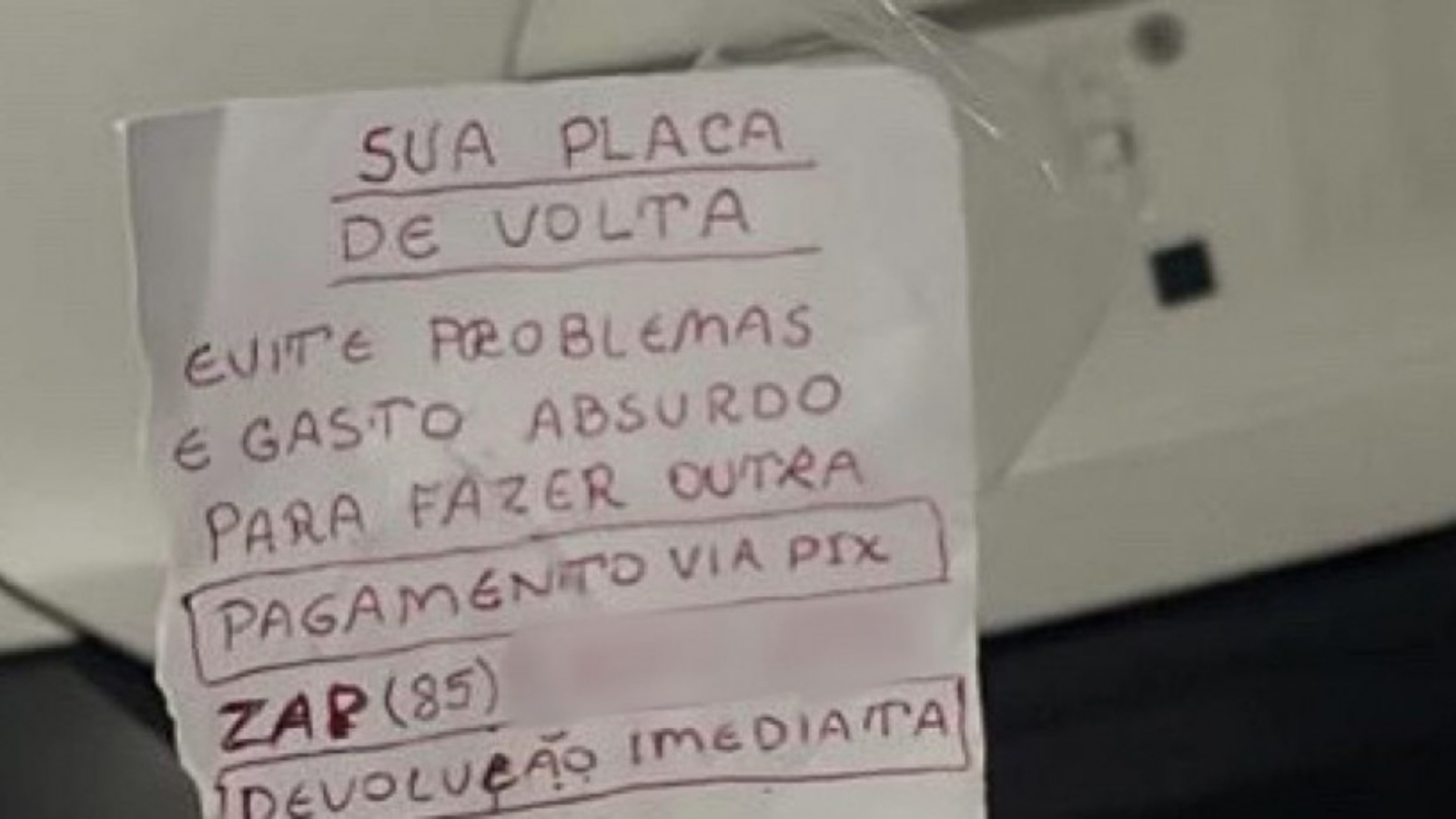 Jornal Correio Criminoso Furta Placa De Carro E Deixa Bilhete