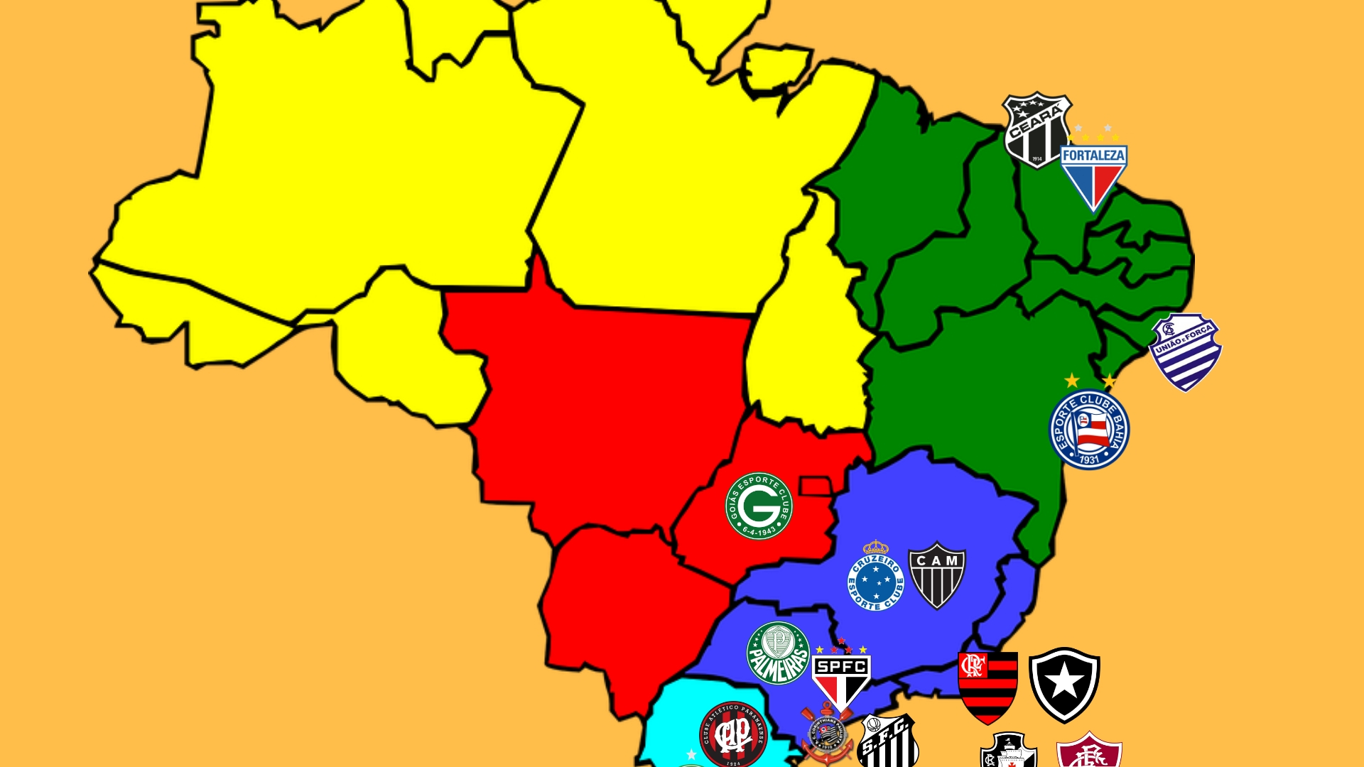Coloquei os times da Série B e da Série C de 2019 num mapa : r/futebol