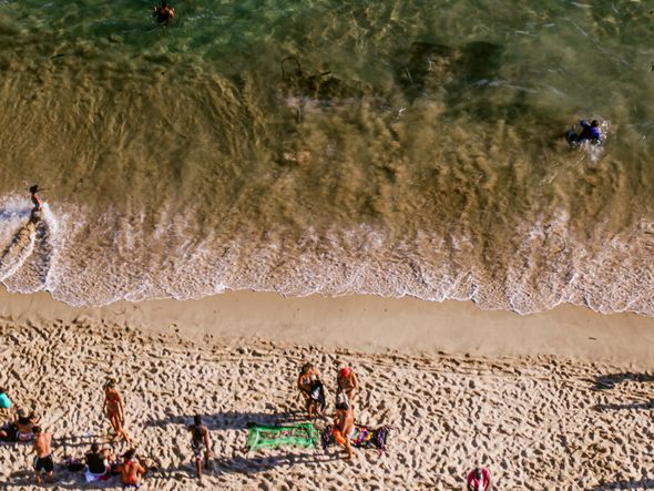 O movimento da Praia do Farol da Barra visto pela janela do Oceania. por Sora Maia/CORREIO