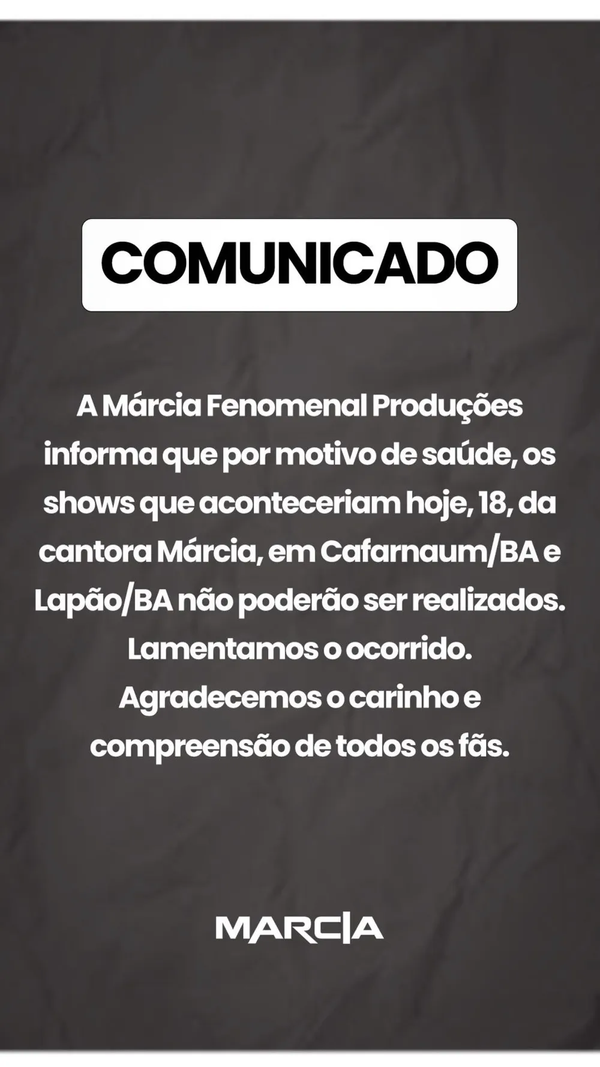 Márcia Felippe comunicado
