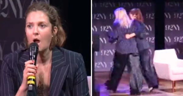 A atriz americana Drew Barrymore precisou ser retirada do palco após stalker exigir falar com ela