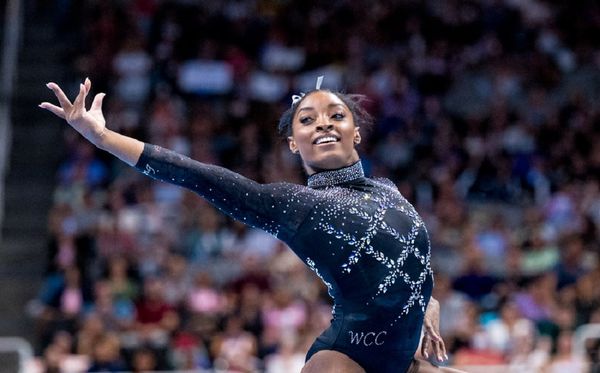 Simone Biles durante o Campeonato Americano, em agosto