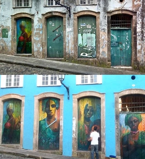 Antes e depois de imóvel no Pelourinho restaurado por Carlos Kahan