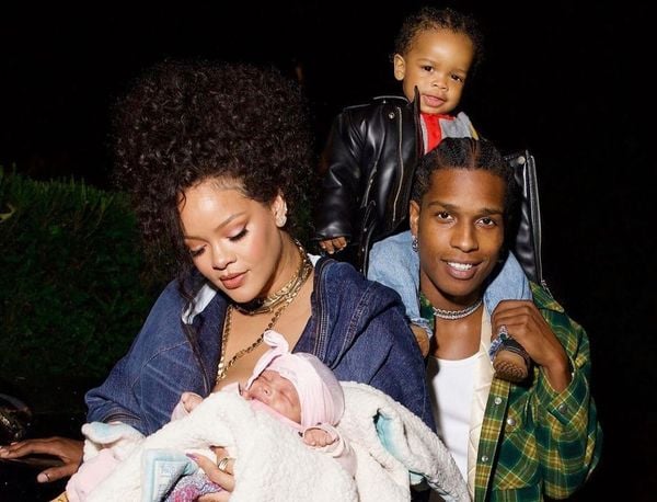 Rihanna e A$AP Rocky e os filhos RZA e Riot Rose