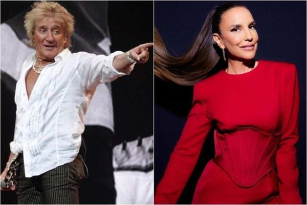 Os cantores Rod Stewart e Ivete Sangalo