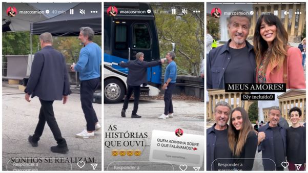 Bastidores do comercial que Marcos Mion gravou com Sylvester Stallone