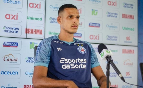 Gabriel Xavier em entrevista coletiva do Bahia