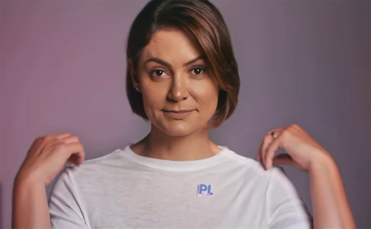 Ex-primeira-dama Michelle Bolsonaro foi a protagonista de uma propaganda do Partido Liberal (PL) por Reprodução