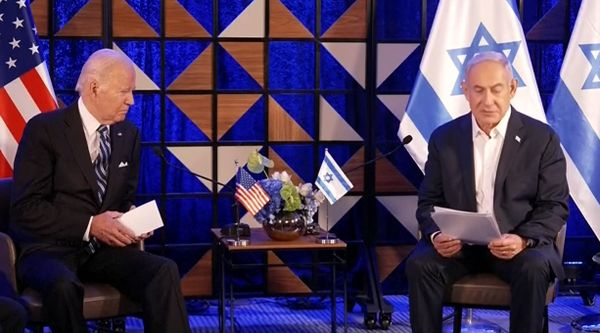 Biden e Benjamin Netanyahu em Israel