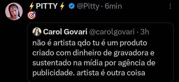 Pitty manda indireta para Juliette
