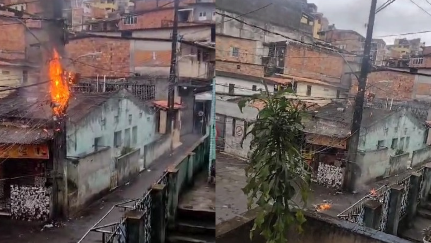 Coelba chegou no local após moradores controlarem a situação por Reprodução/Vídeo