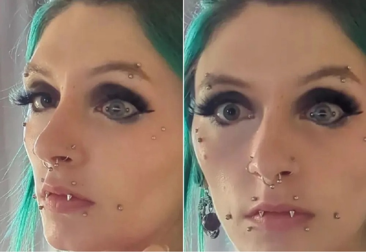 Mulher choca web ao mostrar piercing no olho