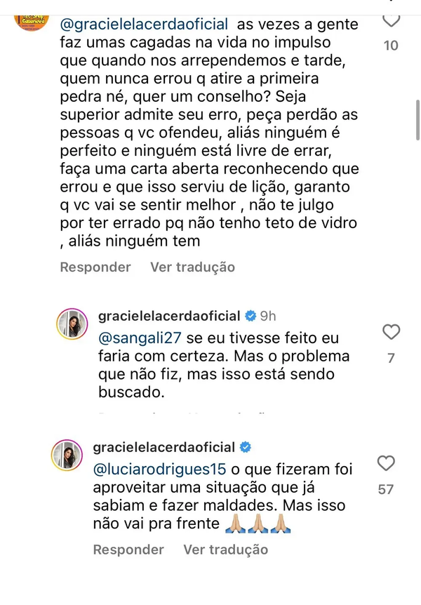 Graciele Lacerda nega situação