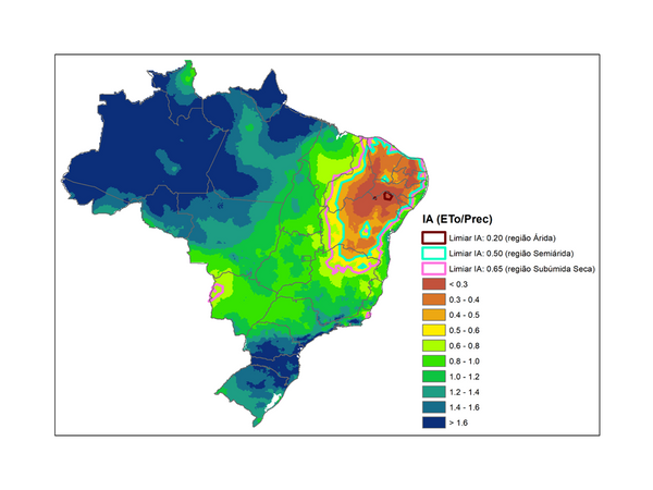 Mapa aponta área árida inédita circulada em vermelho