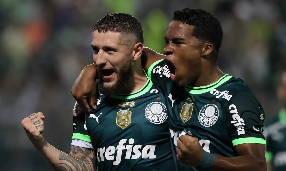 Zé Rafael e Endrick por Cesar Greco/Ag Palmeiras