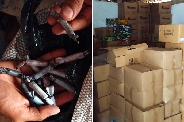 Quase 300 caixas de fogos de artifício de origens diversas foram encontradas no local