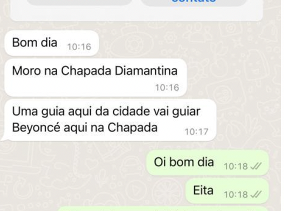 Fake News no Whatsapp era de que a cantora iria para a Chapada Diamantina