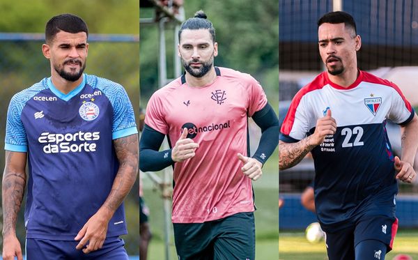 Cauly, do Bahia; Léo Gamalho, do Vitória; e Yago Pikachu, do Fortaleza: equipes se encontrarão na Série A