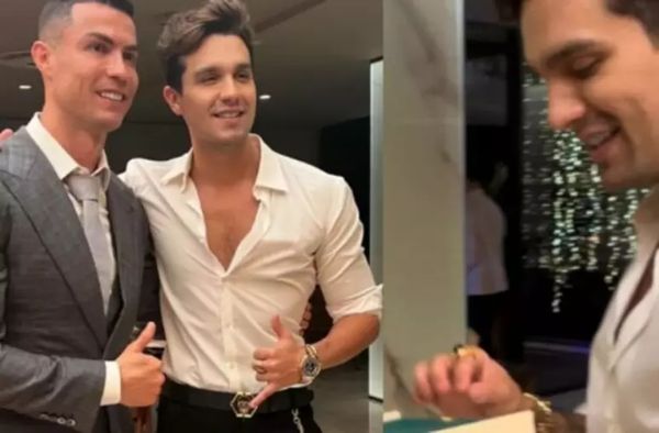 Cristiano Ronaldo presenteia Luan Santana