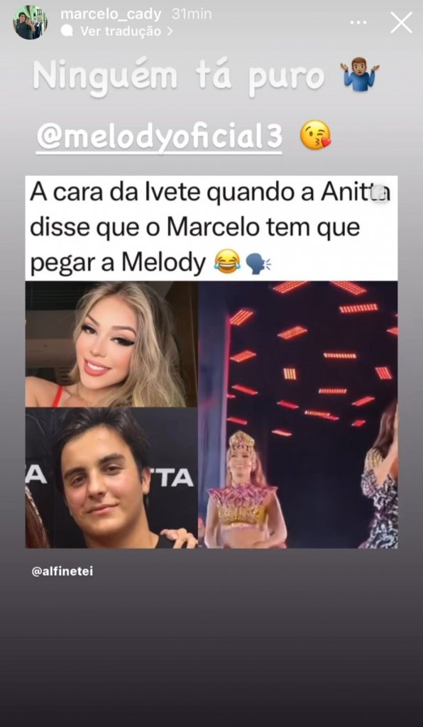 Marcelinho e Melody interagiram nas redes sociais