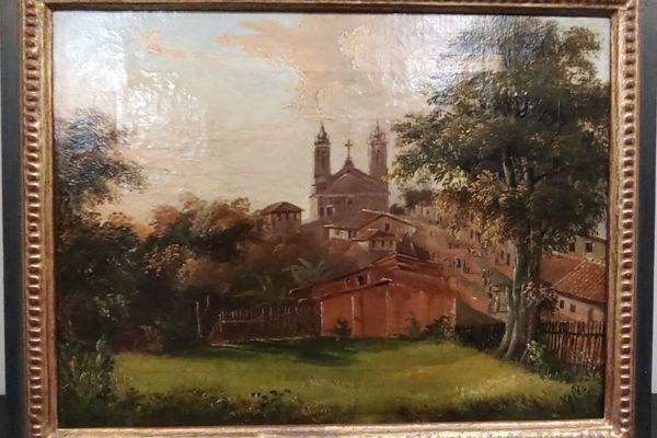 Igreja do Bonfim nos anos de 1830 em pequena tela a óleo