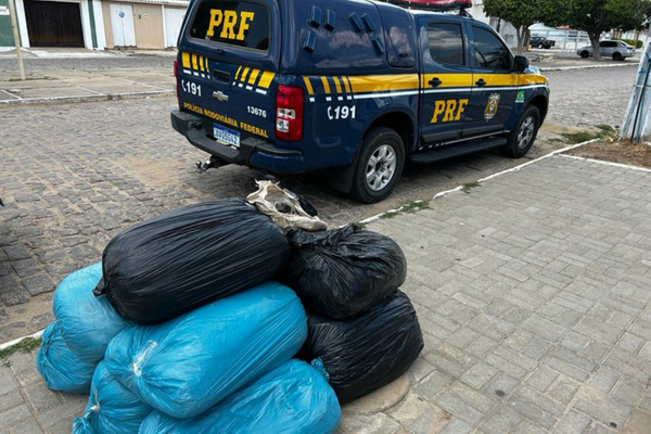 A Polícia Rodoviária Federal (PRF) apreendeu 94 Kg de maconha no interior de um carro