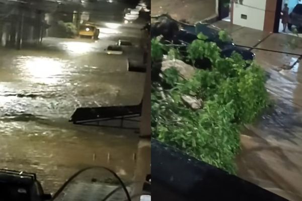 Chuva intensa alaga bairros e derruba árvores e postes em Vitória da Conquista