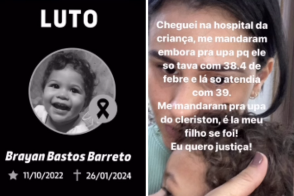 Brayan Bastos Barreto não recebeu atendimento no Hospital Estadual da Criança em Feira de Santana