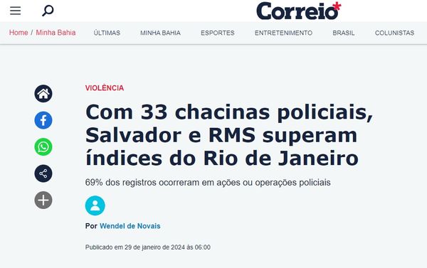 Reportagem sobre chacinas policiais foi publicada na última segunda-feira (29) por Reprodução