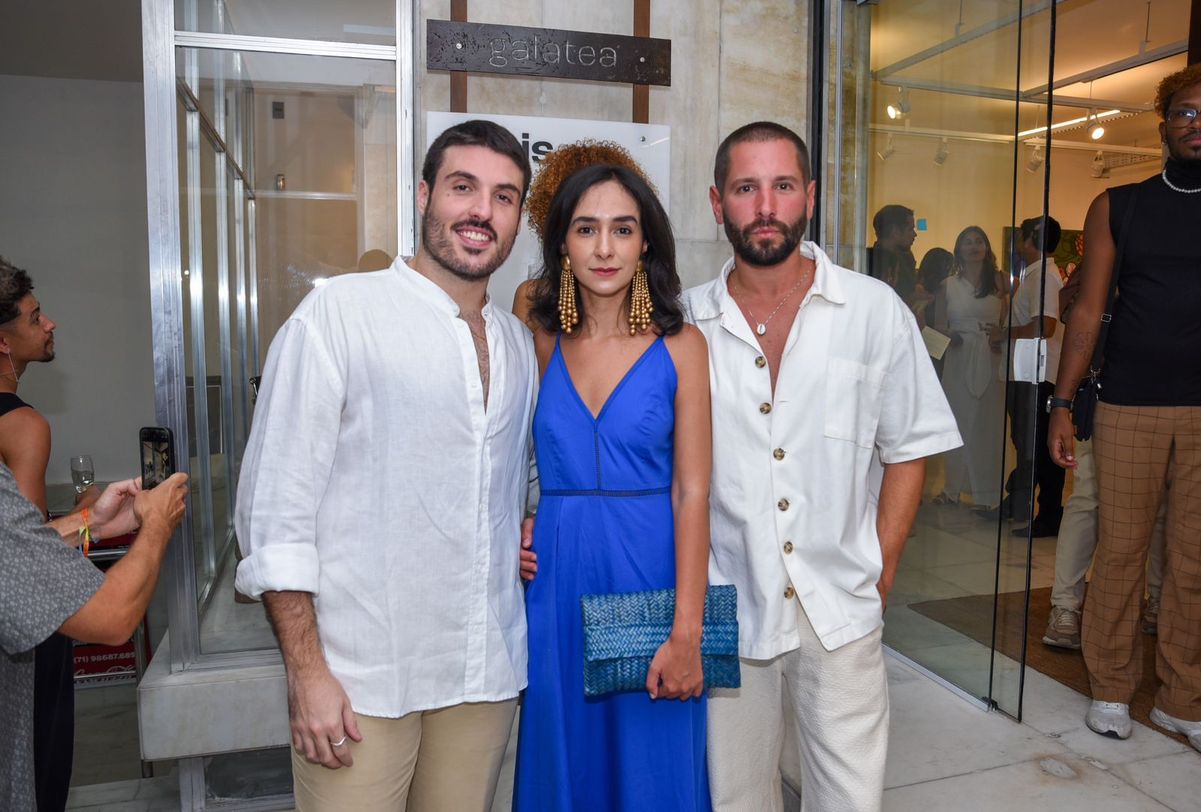 Pedro Campos, Jessica Cinel e Daniel Pedreira na exposição