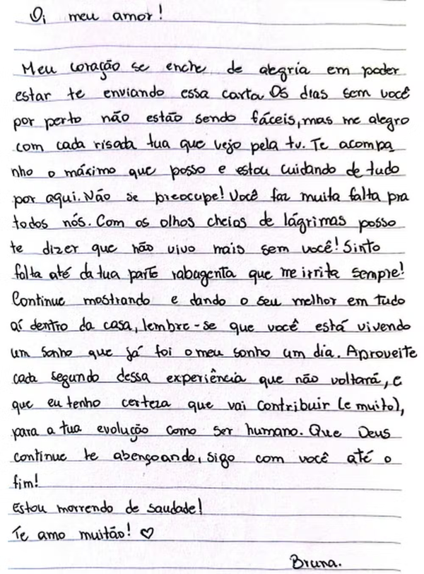 Carta da esposa de Rodriguinho