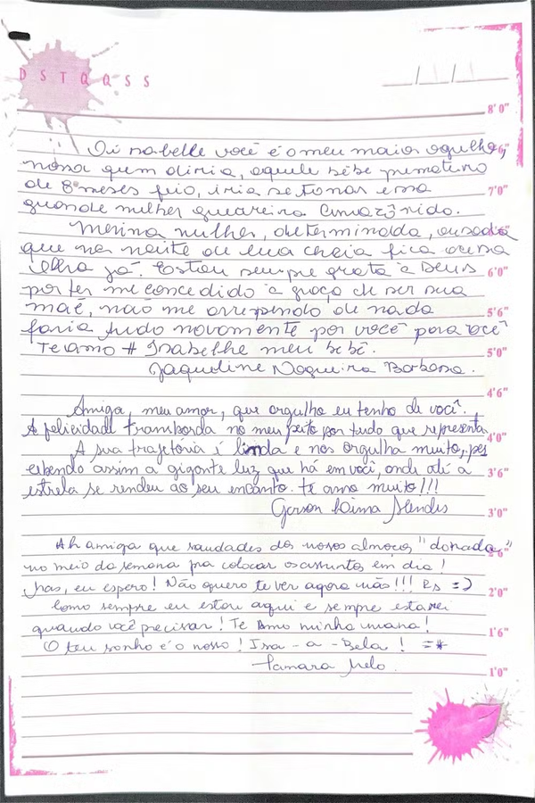 Carta da família de Isabelle