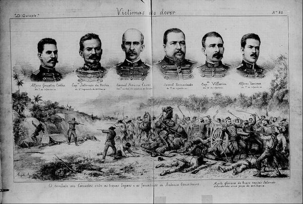 O coronel Moreira César (terceiro da esquerda para a direita) liderou a terceira expedição e morreu assassinado