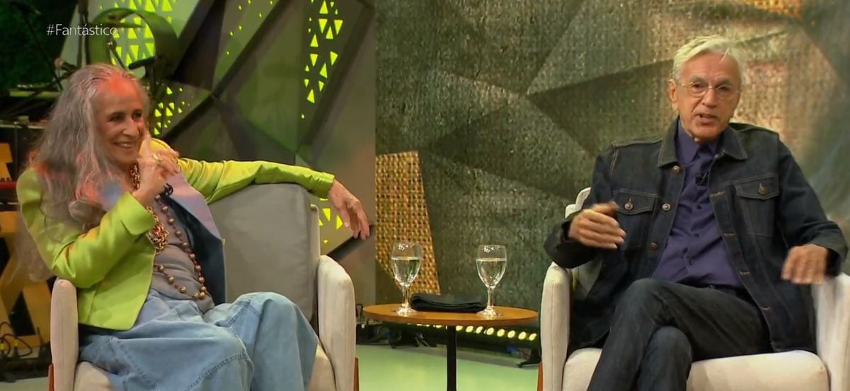 Bethânia e Caetano em entrevista no Fantástico