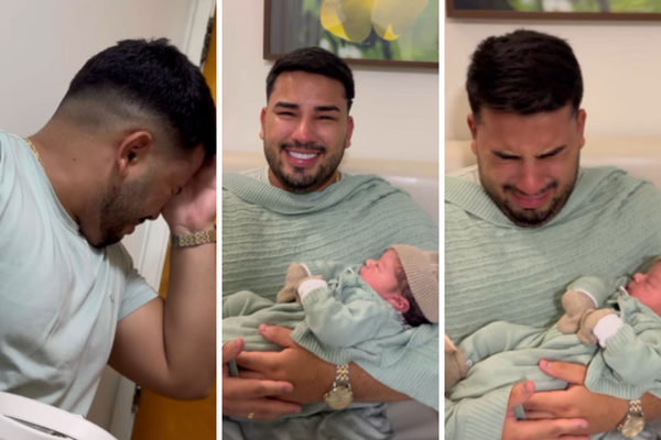 Influencer viraliza ao mostrar reação de amigo conhecendo seu primeiro filho