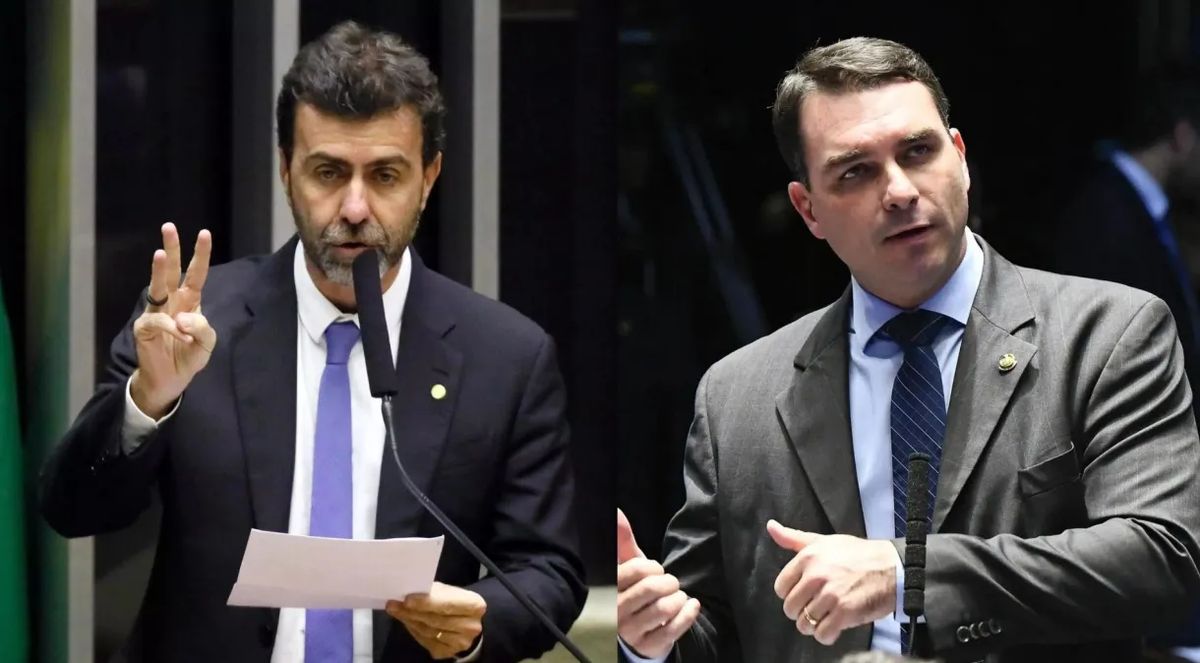 O ex-deputado federal Marcelo Freixo e o senador Flávio Bolsonaro