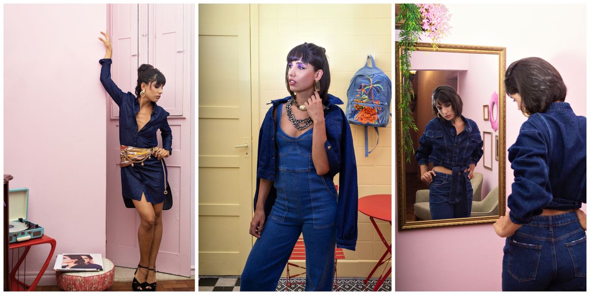 Três exemplos de compor peças em jeans 