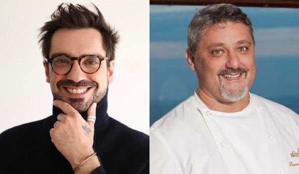 Chef Lucas Corazza e chef Laurent Rezette, residente do  Chez Bernard