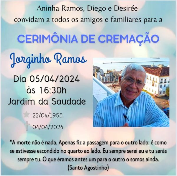 Cerimônia de cremação do corpo de Jorge Ramos acontece nesta sexta