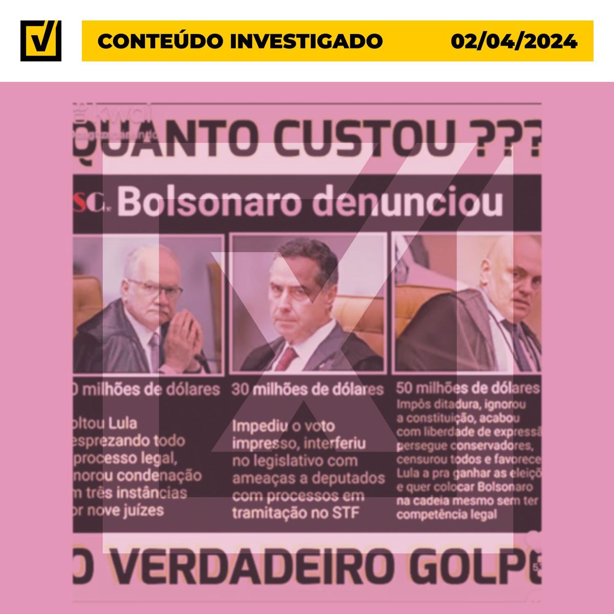 Bolsonaro não apresentou provas de que ministros do STF receberam propina, diferentemente do que afirma vídeo