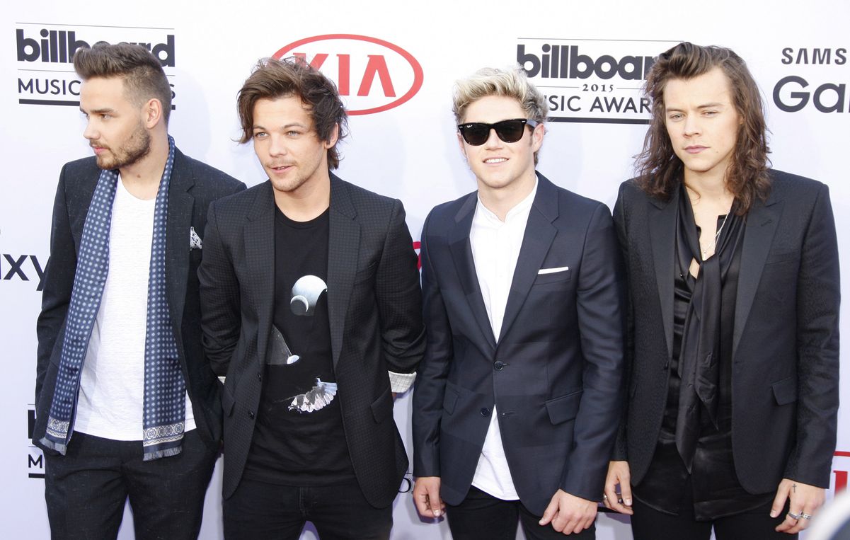 Integrantes do One Direction: Liam, Louis, Niall e Harry, da esquerda para direita