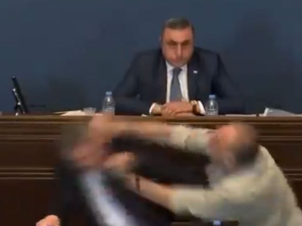 Imagem - Sessão parlamentar na Geórgia termina em pancadaria após discussão de 'lei russa'