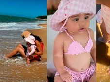 Imagem - Filha de Neymar toma 1° banho de mar com a mãe, Bruna Biancardi, em Trancoso