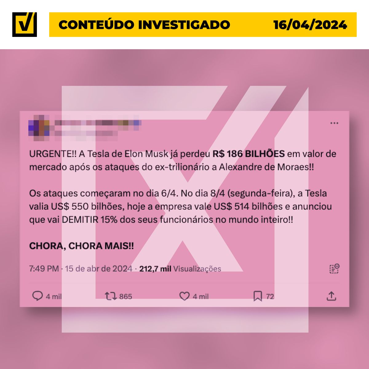 Queda em ações da Tesla não tem relação com embates entre Musk e Moraes