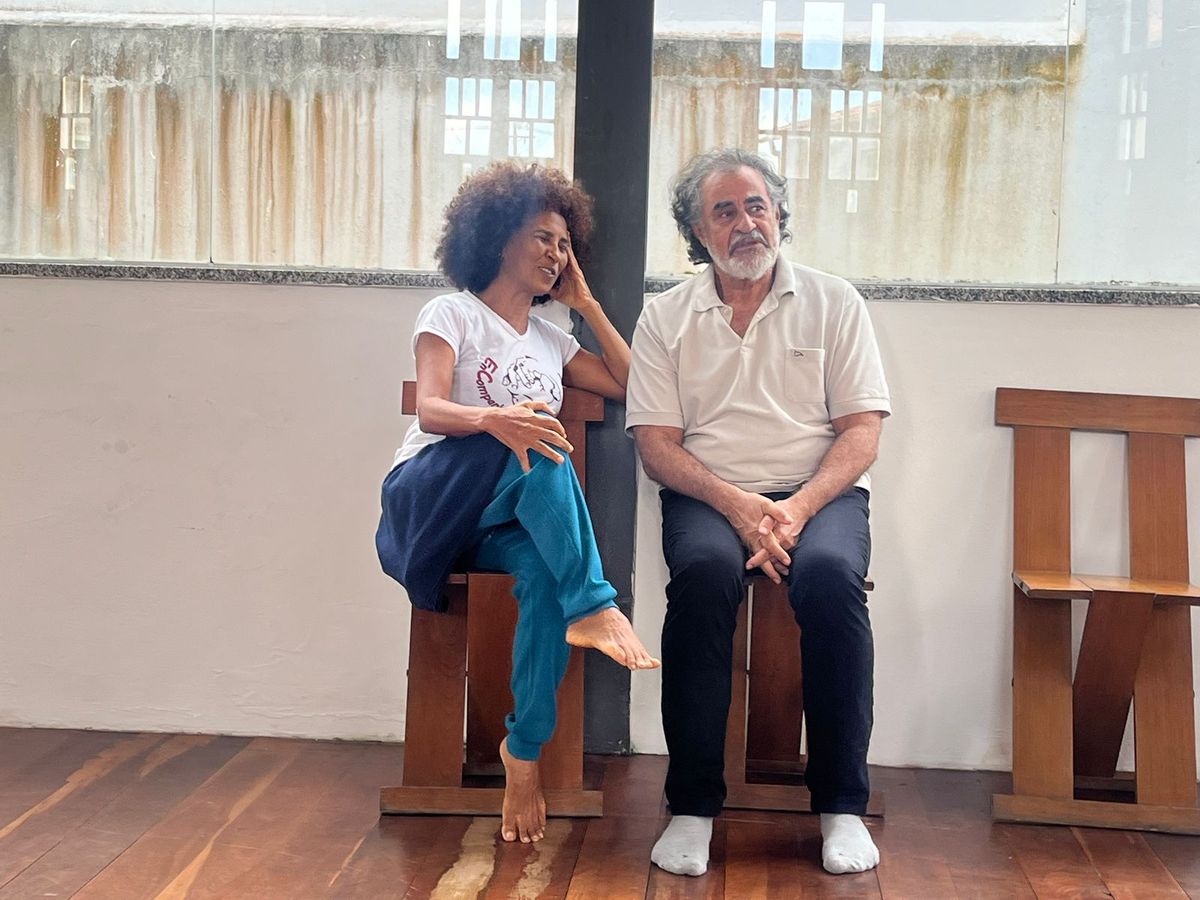 Luciana Souza e Carlos Betão em ensaio para o filme 