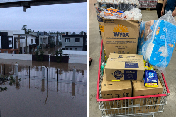 Família foi afetada pela chuva e precisou comprar suprimentos