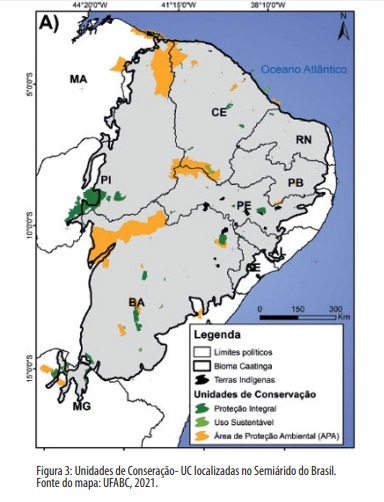 Mapa da Caatinga e áreas de proteção