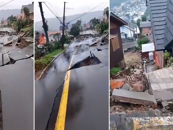 Imagem - Rua desmorona em Gramado e moradores deixam suas casas