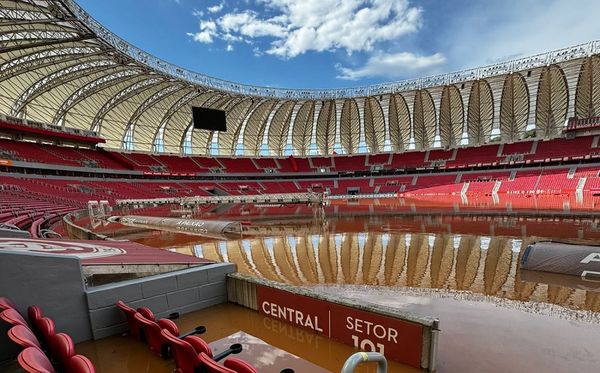 Estádio Beira-Rio, do Internacional, foi impactado pelas enchentes no RS